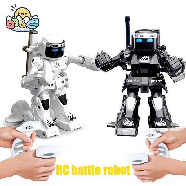 RC Robô Batalha Boxe Robô Brinquedo Controle Remoto Robô 2.4G Humanóide Combate Robô com Dois Controles Joysticks Brinquedos para Crianças 240304