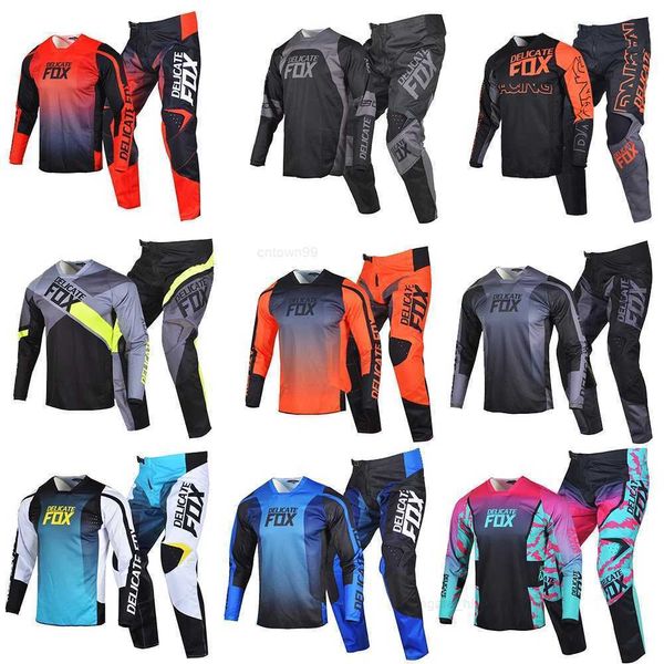 Hassas tilki motokros yarış dişli seti forma pantolonları mx combo moto cross enduro kıyafeti yetişkin için dağ bisikleti takım elbise