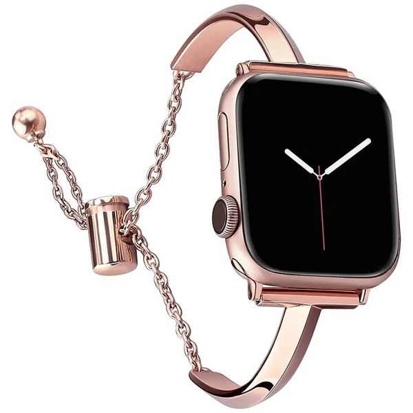 Cinturino da donna di lusso per cinturino Apple Watch Ultra 49mm 41mm 45mm 40mm 42mm 44mm Bracciale in metallo moda in acciaio inossidabile iWatch Serie 9 8 7 SE 6 5