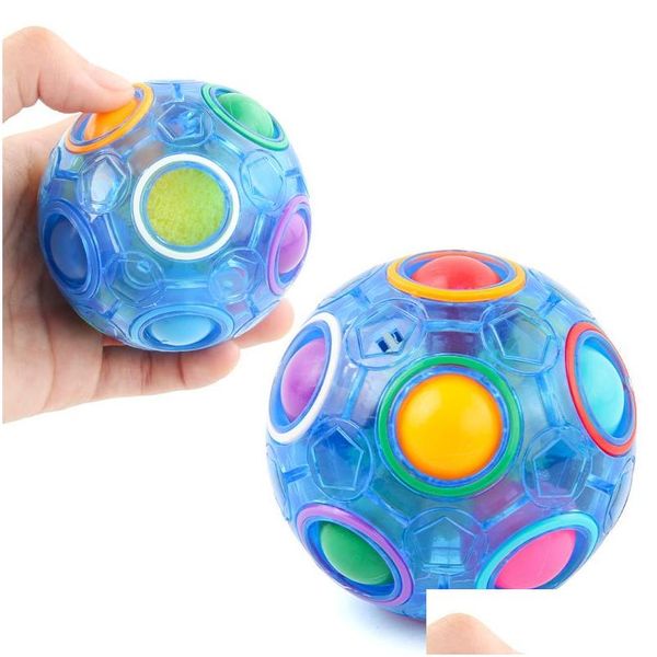 Giocattolo di decompressione Pea Fidget Palla arcobaleno Adt Fidgets Rotondo Twee Hole Colore misto Magico Per Kid Finger Slug Piccola plastica Natale Dhkei