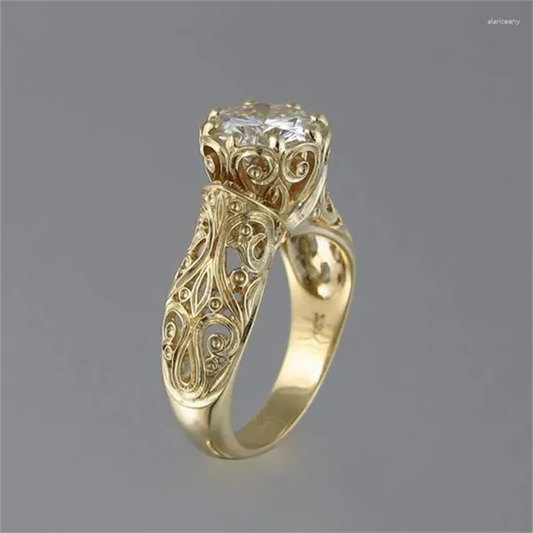 Clusterringe Luxusqualitäten Gold Silber Farben für Frauen Trendy Metall eingelegter weißer Stein Hochzeit Verlobungsschmuck