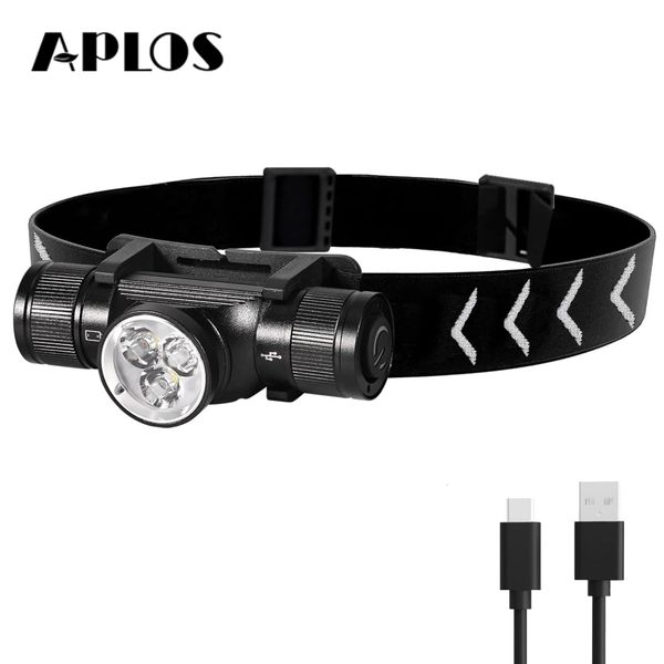 Aplos h330 tipo-c recarregável led farol 18650 poderoso 1500lm holofote 5 modos ao ar livre tático lâmpada de trabalho farol 240301