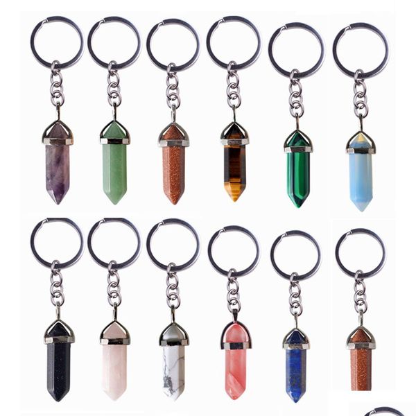 Chaveiros Encantos Pedra Natural Chaveiros Chaveiro Moda Keyholder Boho Jóias Carro Chaveiro Para Gota Entrega Jóias Dhpeq