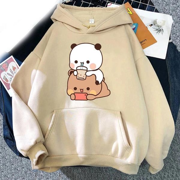 Hoodies masculinos kawaii bubu e dudu bebida bolha impressão homem mulher moda moletom com capuz oversized pullovers roupas unissex