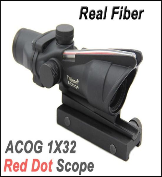 Cannocchiale tattico ACOG 1x32 con sorgente in fibra rossa e cannocchiali da puntamento in vera fibra rossa Black2875302