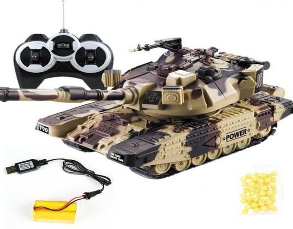 132 Military War RC Battle Tank с 3 батареями Автомобиль с дистанционным управлением с моделью стрельбы пулями Электронные игрушки для мальчиков Подарок на день рождения 202897173