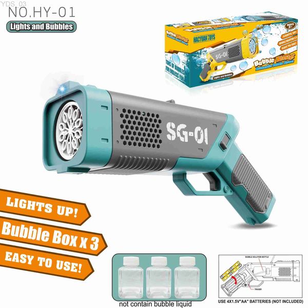 Pistola giocattoli luminosi automatici pistola a bolle elettrica Gatlin Bubble Gun macchina bolle di sapone bolla magica bagno giocattoli all'aperto per bambini YQ240307