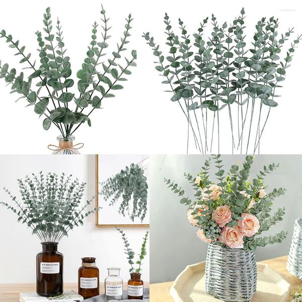 Dekorative Blumen, 20 Stück, 38 cm, künstliche Eukalyptuszweige, Stiele, Dekoration, Party, Kuchen, Tisch für DIY, Hochzeitsstrauß, Bauernhausgarten