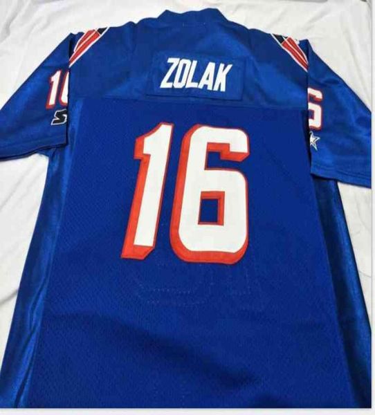 Cheap Blue Men White Scott Zolak 16 Team rilasciato nel 1990 Gioco indossato Retro College Jersey Taglia S5xl o personalizzato qualsiasi nome o numero J2134199