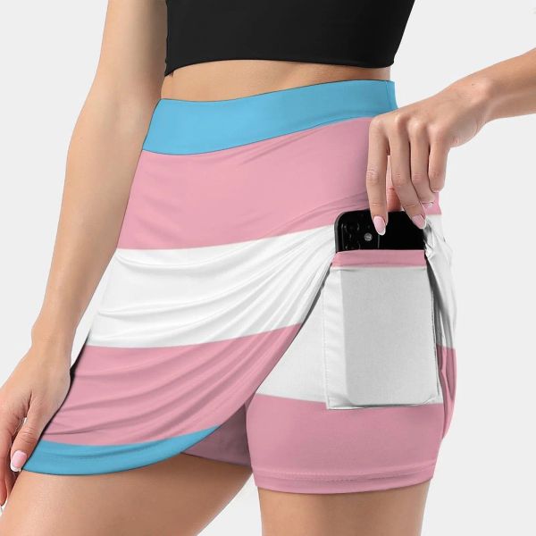 Vestidos bandeira trans saia feminina de bandeira com escova de tênis de bolso de bolso saias de golfe de badminton saias correndo saias