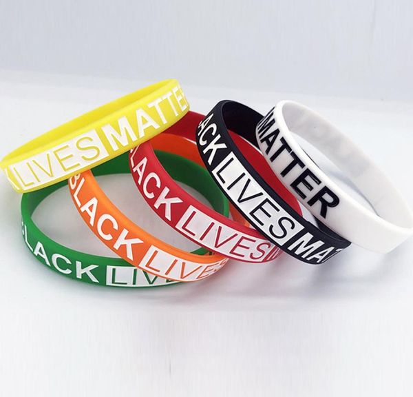 6 Farben Black Lives Matter Armbänder Silikon-Armband-Armband-Buchstaben-Druck-Gummi-Armband-Armband-Parteibevorzugung Ganzes UJJ8921828