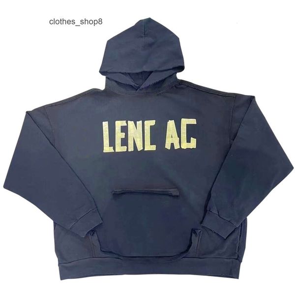 Designer Hoodie Balenciga Moda Hoodies Hoody Mens Suéteres Alta Qualidade Versão Correta Beleza Papel Fita Amarela Puro Algodão OS Loose Fit Casal Sweater