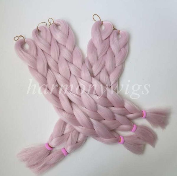 Kanekalon Jumbo trecce estensione senegalese 24inch 80g rosa chiaro a colore singolo colore Xpression.