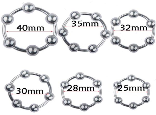 Последнее мужское кольцо из нержавеющей стали для пениса с задержкой гоноболии с шестью скользящими бусинами, металлическое кольцо для члена, ювелирные изделия для взрослых, БДСМ, секс-игрушка для G8406715