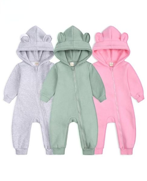 Baby Boy Girl Bear Tuta Vestiti Infantili Onesies Body Bambino Manica lunga Pagliaccetti Tute Tute con cappuccio Solido Costume7574514