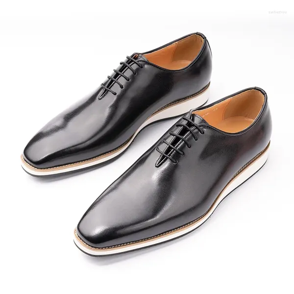 Casual Shoes Office Männer Original Leder schwarz handgefertigt Herren komfortable Outdoor -Sportbankett Schnürung Luxus Oxford Man Schuh