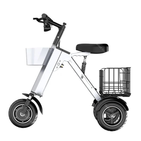 Protable Triciclo Elettrico per Bici 36V 450W Pieghevole 3 Ruote Scooter Elettrico per Adulti 10 Pollici con Ammortizzatore Idraulico