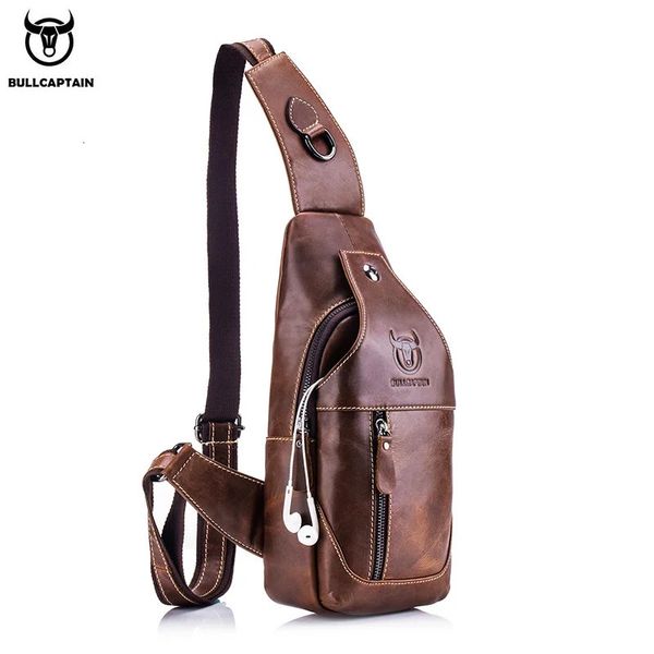 Borse a tracolla in pelle BULLCAPTAIN Borsa casual da uomo per uomo Pettorale Designer di marca Multifunzione Jack per cuffie Pack 240301