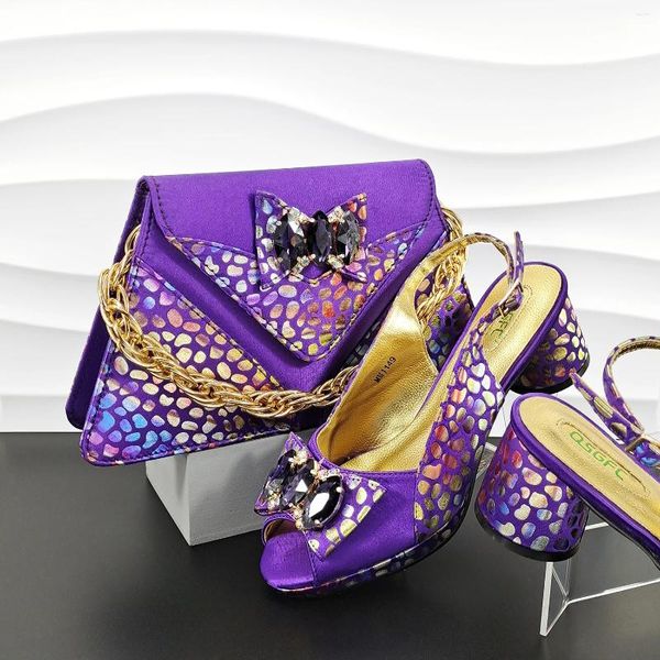 Sapatos de vestido Doershow Italiano e conjuntos de bolsas para festa noturna com pedras Bolsas de couro Match Bags!HGY1-5