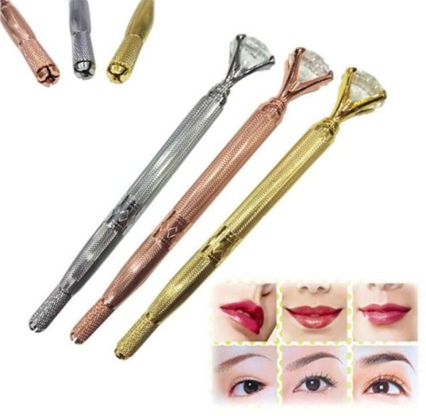 Caneta manual de sobrancelha microblading máquina de tatuagem para maquiagem permanente 3d sobrancelha lábio bordado munsu tebori com cristal diamante3030268