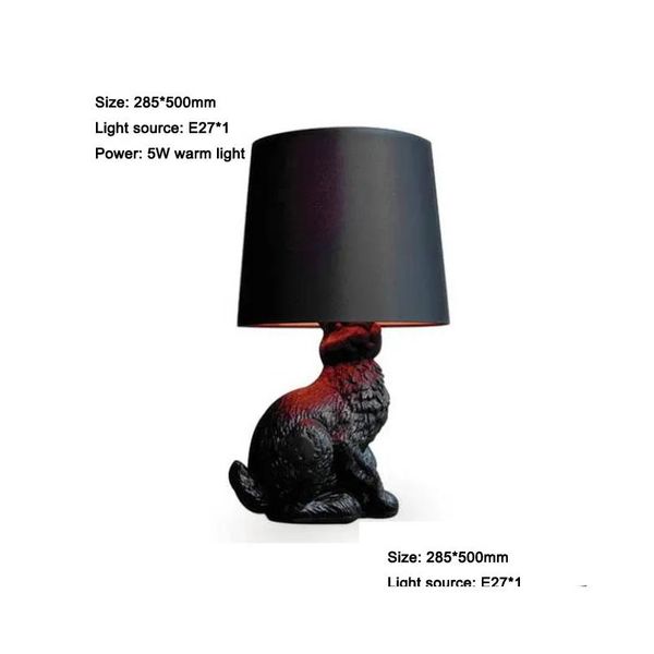 Tischlampen Nordic Schwarz Harz Lampe Kreative Moderne Tuch Kunst Tier Led Licht Wohnzimmer Esszimmer Schlafzimmer Wohnkultur Drop Lieferung L Dh5Fy