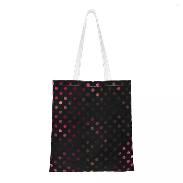 Sacos de compras Polka Dot Bolsa de Ombro Mulheres Harajuku Trendy Grande Capacidade Canvas Tote Cartoon Shopper para Praia