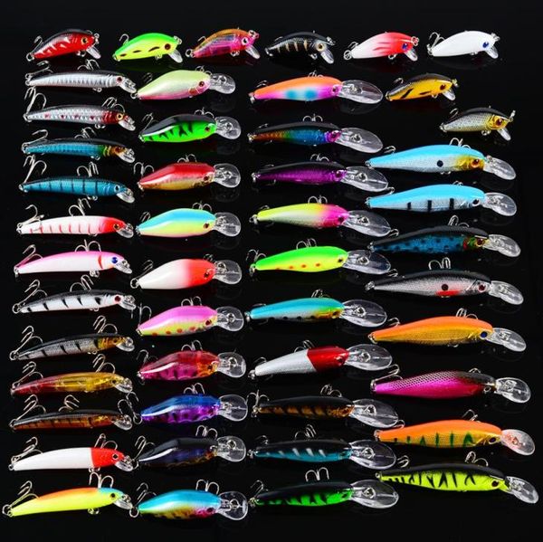 48 pçs kit de iscas de pesca baixo conjunto topwater minnow crankbait lápis vib swimbait para baixo pique para água salgada e água doce8812402