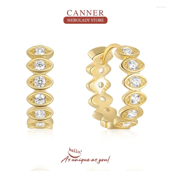 Серьги-кольца CANNER, стерлинговое серебро 925 пробы, женская мода, ювелирные изделия высокого качества, кристалл, циркон, круглая шпилька с покрытием