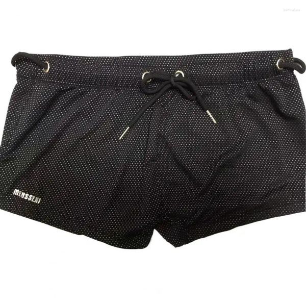 Herren-Badebekleidung, bequeme Badehose, niedrige, einfarbige Badeshorts mit Taillenband, dehnbar, atmungsaktiv, Strand für Sport