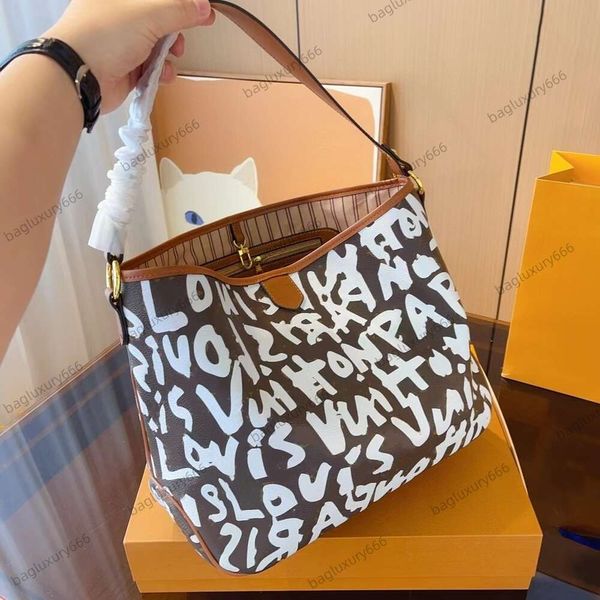 10A Luxo Mulheres Designer Bag Graffiti Tote Bags Louiseits Mulheres Bolsa Senhora Marca Impresso Couro Ombro Cross Body Bags Viutonits Strap Bolsa Alta Qualidade