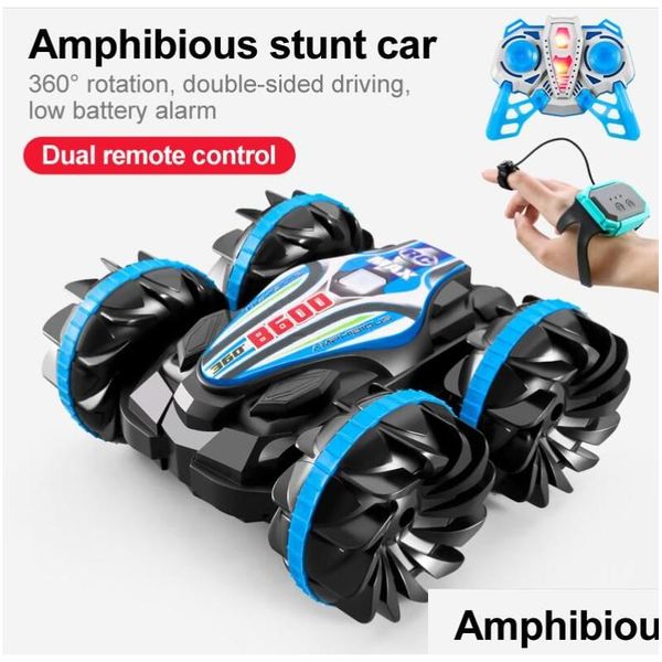 Auto elettrica/Rc Regalo per bambini Veicolo fuoristrada a quattro ruote motrici Telecomando per bancarelle stradali Anfibio Dual Sided Driving Deform Dhwgk