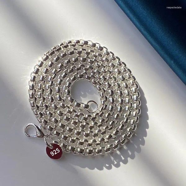Pingentes 925 prata esterlina 4mm 8/18/20/22/24 polegadas caixa redonda corrente pulseira colar para mulheres homens moda festa de casamento presentes jóias