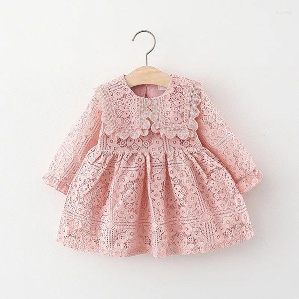 Vestidos de menina renda oco tule vestido de bebê bordado flores meninas princesa lindo rosa vermelho roupas de noite de casamento gy02231