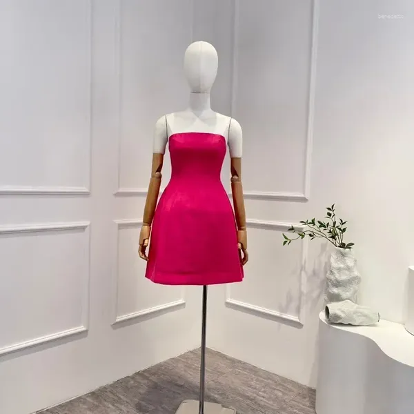 Abiti casual Ultimo mini abito tubolare sexy avvolgente sul petto dolce rosa rosso per la moda femminile