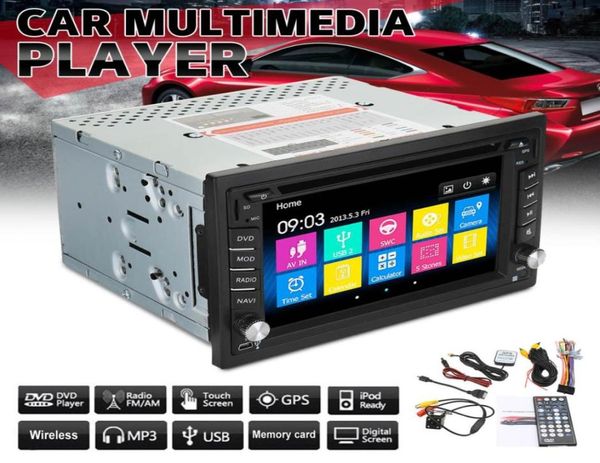 62 Polegada duplo 2din carro estéreo dvd player bluetooth navegação gps hd usb tv câmera tft controle remoto3909528