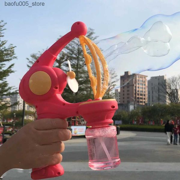 Novidade Jogos Bebê Banho Brinquedos Hot Big Bubble Gun Crianças Máquina de Bolha Automática Dos Desenhos Animados Ventilador Máquina de Fabricação de Bolha Q240307