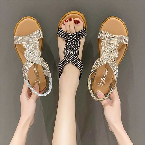 Chic Sandals Fersenmädchen Sommer Sandal Frauen Mode vielseitige Schüler Outwear Kleid Fairy Römische Schuhe Sandles Heels 240228