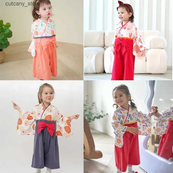 Tute Primavera Autunno Baby Body manica lunga Baby Kimono giapponese Estate Bambini Ragazze Kimono Neonati Ragazzi Vestiti Baby Girl Pagliaccetto L240307