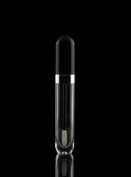 8ml vazios tubos de brilho labial recipientes claros mini frascos recarregáveis ​​de bálsamo labial com tampa preta lipbrush para amostras labiais viagem dividida c2085554