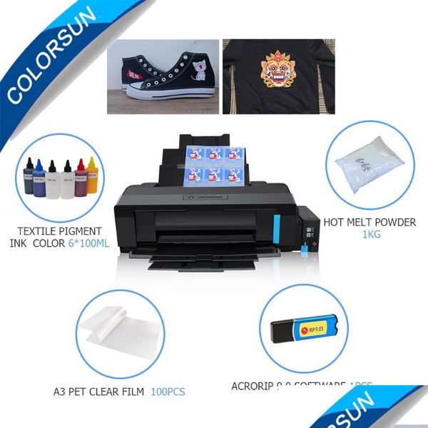 Impressoras Colorsun L1800 DTF Printer A3 Direct Transfer Film T Shirt Kit para todas as impressoras de tecido Drop Delivery Computadores Networking Pri Dh21F