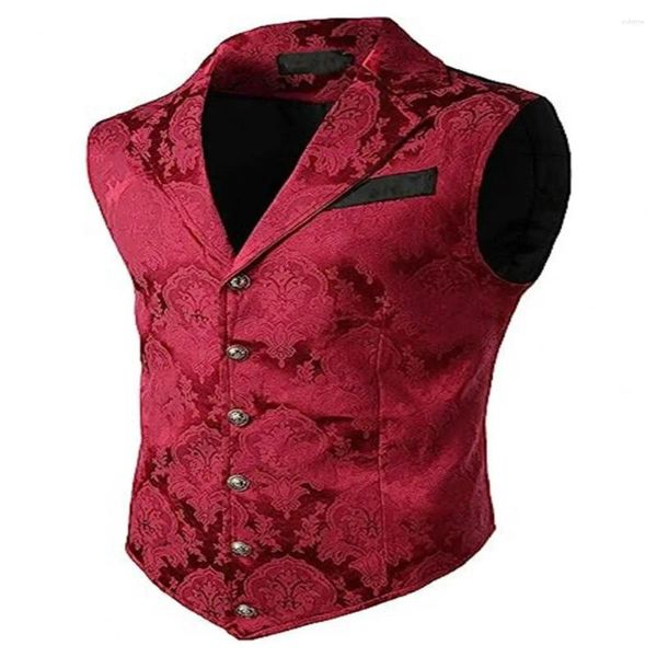 Gilet da uomo Gilet da uomo Retro Slim Fit Stile business per la festa nuziale Sposo Tinta unita Colletto rovesciato Monopetto