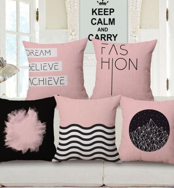 Design simples capa de almofada moderna rosa lance fronha amor citação sofá chaise almofada decoração de natal para casa office4133113