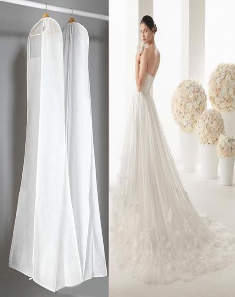 New Big 180 cm Abito da sposa Abito Borse Sacchetto di polvere bianco di alta qualità Copri indumento lungo Coperture antipolvere per stoccaggio da viaggio 6675379