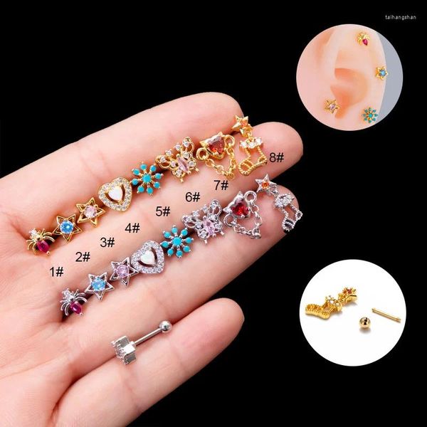 Brincos de garanhão 1 peça 20g de aço inoxidável para mulheres moda jóias cor zircão orelha osso studs 0.8 6mm piercing