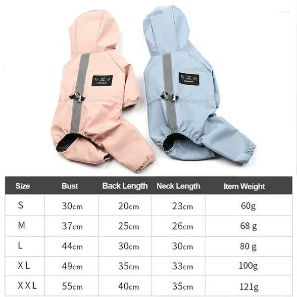 Vestuário para cães Raincoats Reflexivo S Macacão Acessórios Casaco Capa de Chuva À Prova D 'Água Hoodies Pequenas Roupas de Chuva Pet Jacket Médio