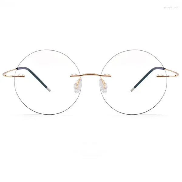 Sonnenbrillenrahmen Titan Herren Runde Randlose Brillengestell Damen Transparente Brillen Optische Myopie Business Klare Brillenmode
