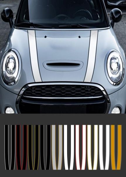 Capô do motor do carro adesivo listras decalques decoração para mini cooper s jcw r55 r56 r60 r61 f54 f55 f56 f60 countryman acessórios8910786