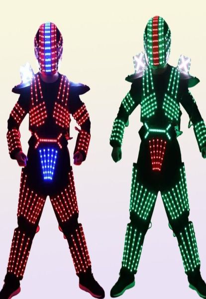 Costume da robot in crescita LED a colori RGB Costume da uomo Abbigliamento luminoso a LED Abbigliamento da ballo per locali notturni Forniture KTV per feste9683829