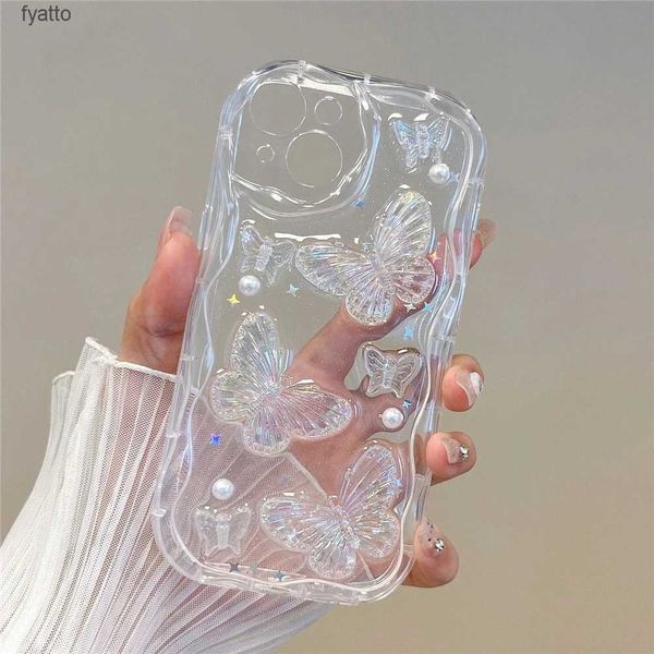Чехлы для мобильных телефонов с кристаллами бабочки и блестящим прозрачным чехлом Pro Max Max сияющей звездой и жемчужной волной, чехолH240307