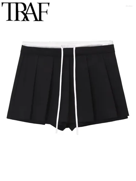 Shorts femininos fãs 2024 mulher moda cintura detalhe decorativo skorts casual magro cintura alta primavera verão